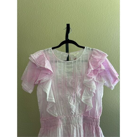 Love Shack Fancy Natasha Ruffle Tiered Mini Dress in Peony Pink Size M - Picture 5 of 11
